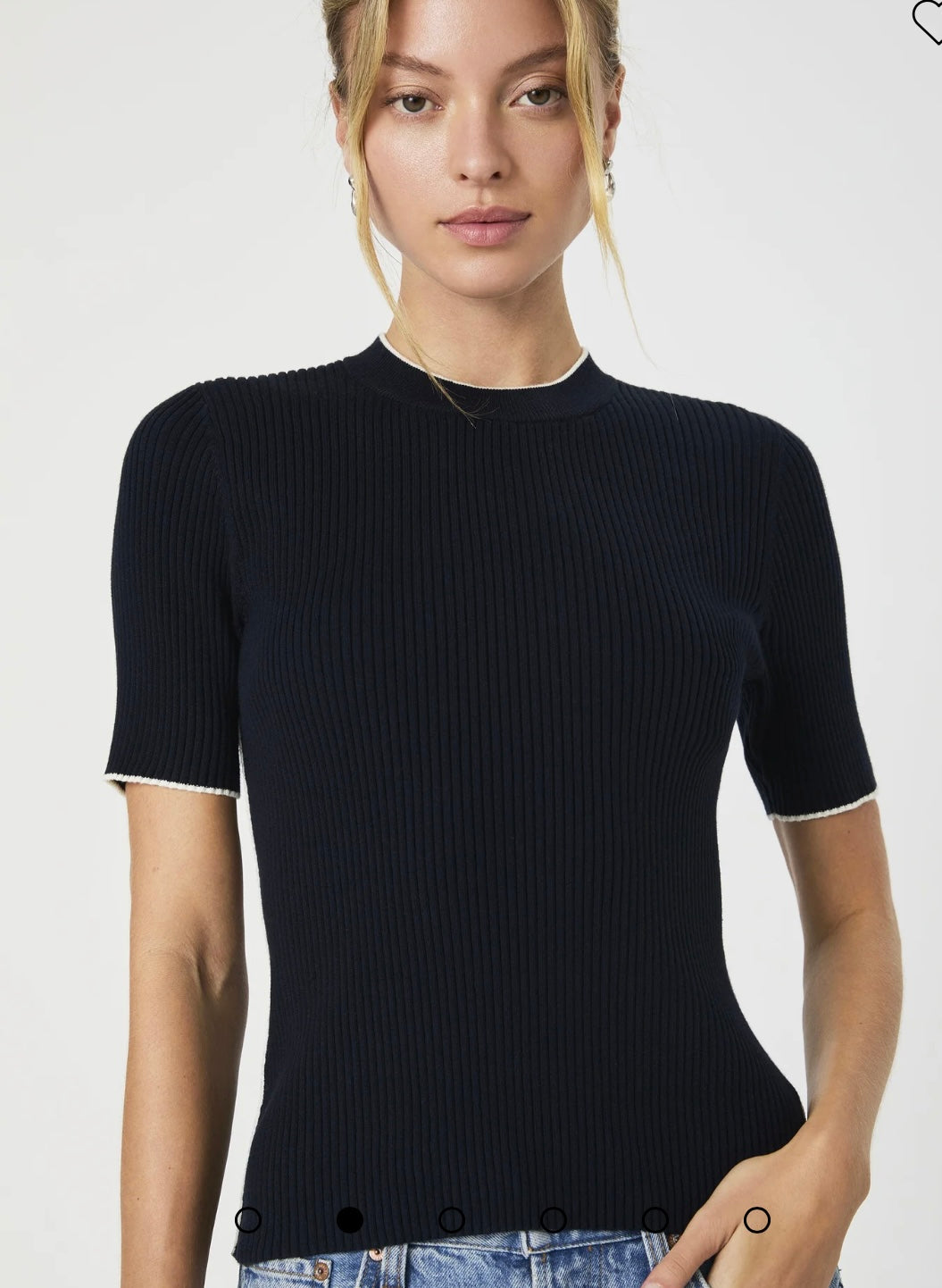 Mozza Short Sleeve Jumper Marine/Porcelain Cream
