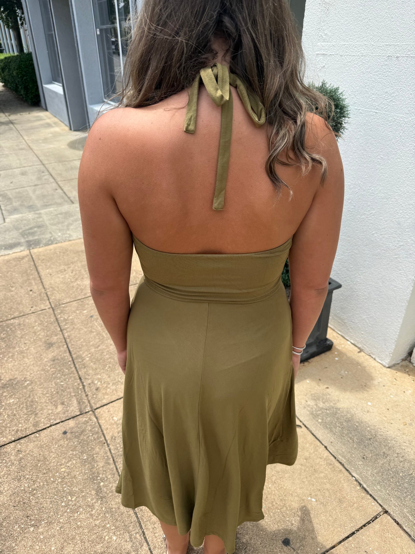 Hazel Halter Neck Sleeveless Midi Dress