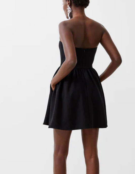 Whisper Strapless Peplum Dress Black