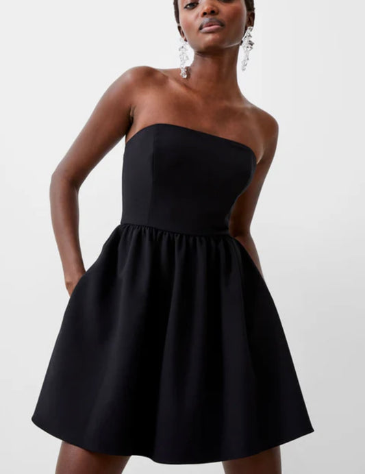 Whisper Strapless Peplum Dress Black