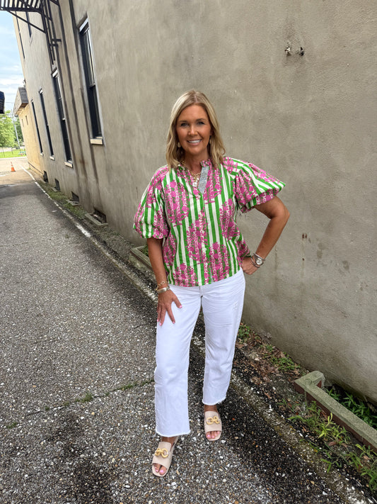 Striped Floral top