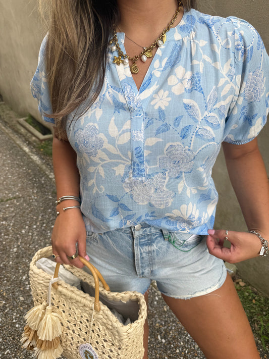 Seraphina Floral Vani Split Neck Top