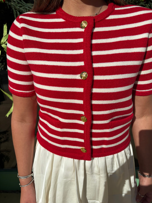 Knit Striped Sweater Cardigan