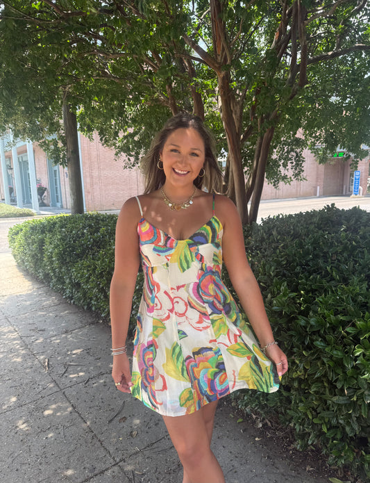 Abstract Floral Mini Dress