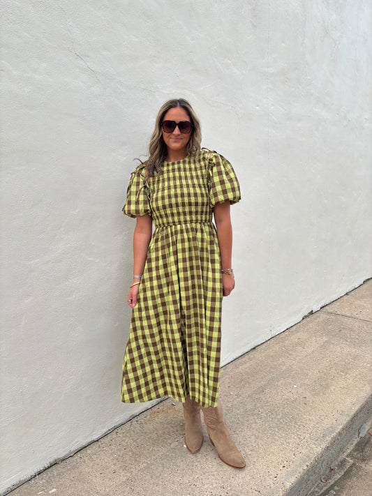 Citron Maxi Checked Dress