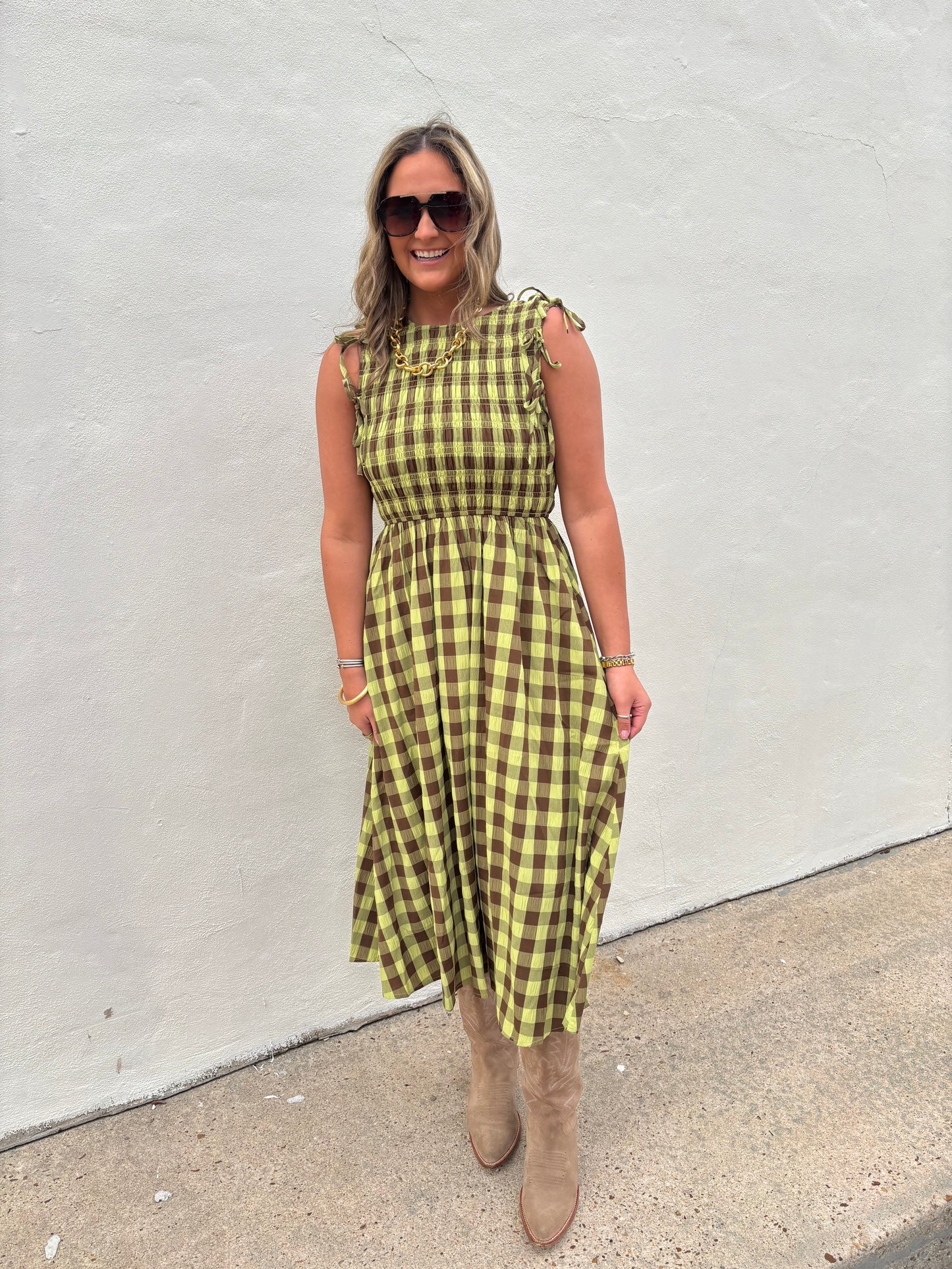 Citron Maxi Checked Dress