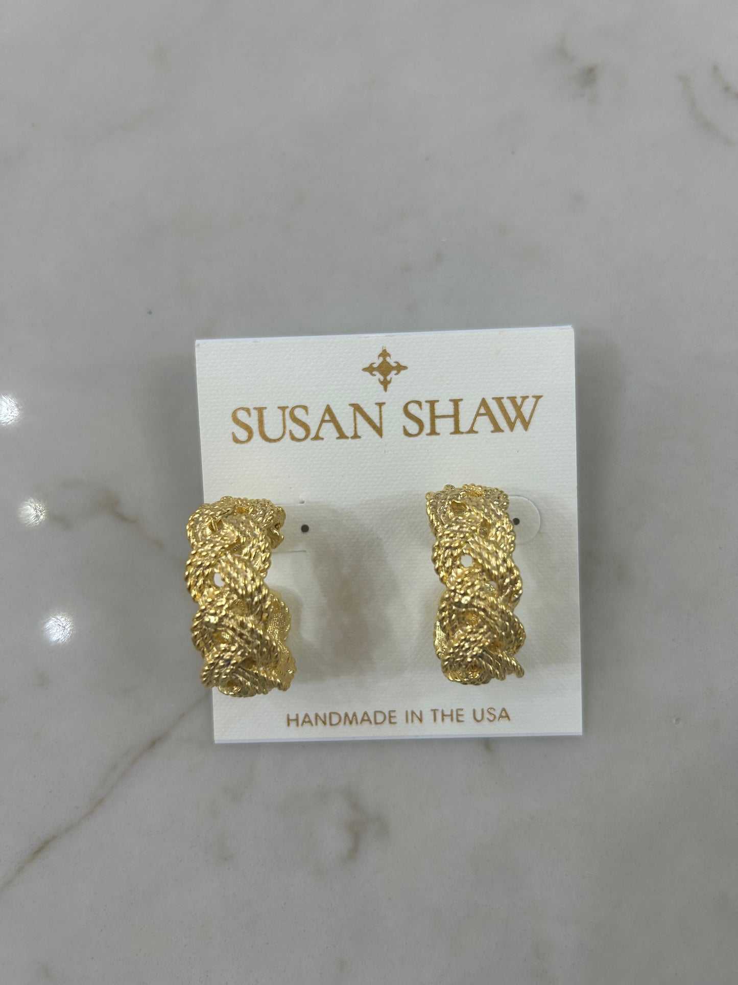 Susan Shaw Gold Braided Hoop Earrings