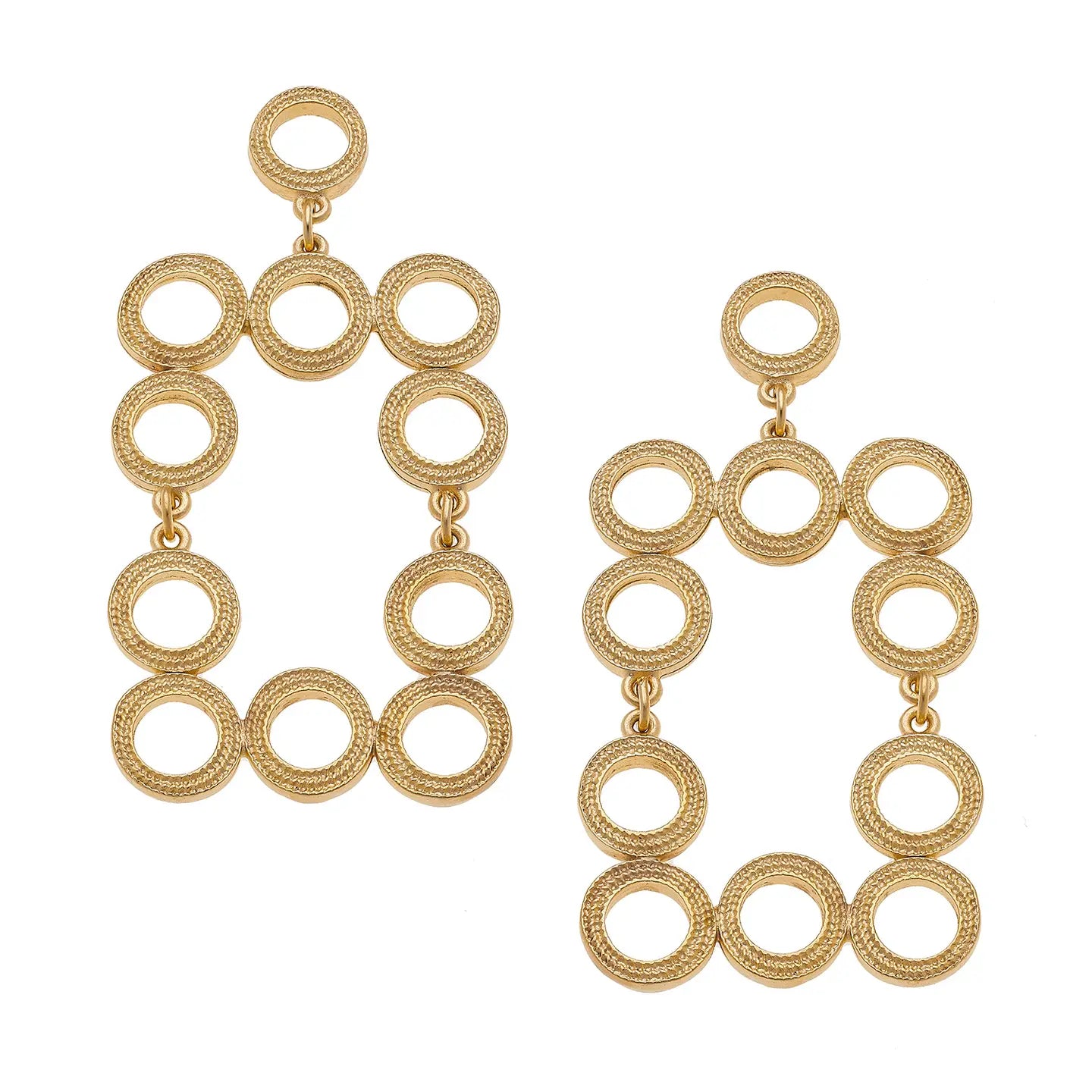 Susan Shaw Gold Multi Circle Rectangle Earrings