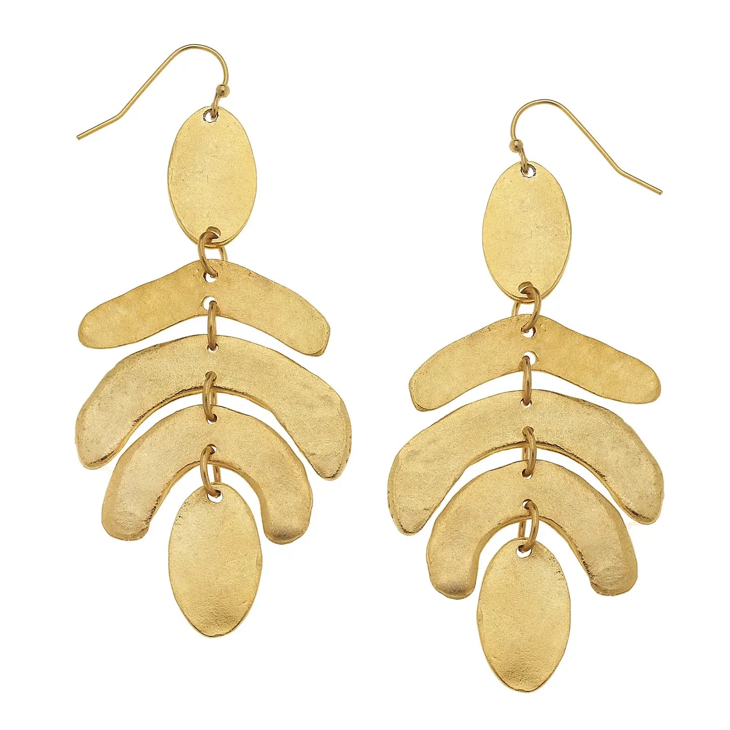 Gold Oval and Curve Contemporary Art Inspired Earrings