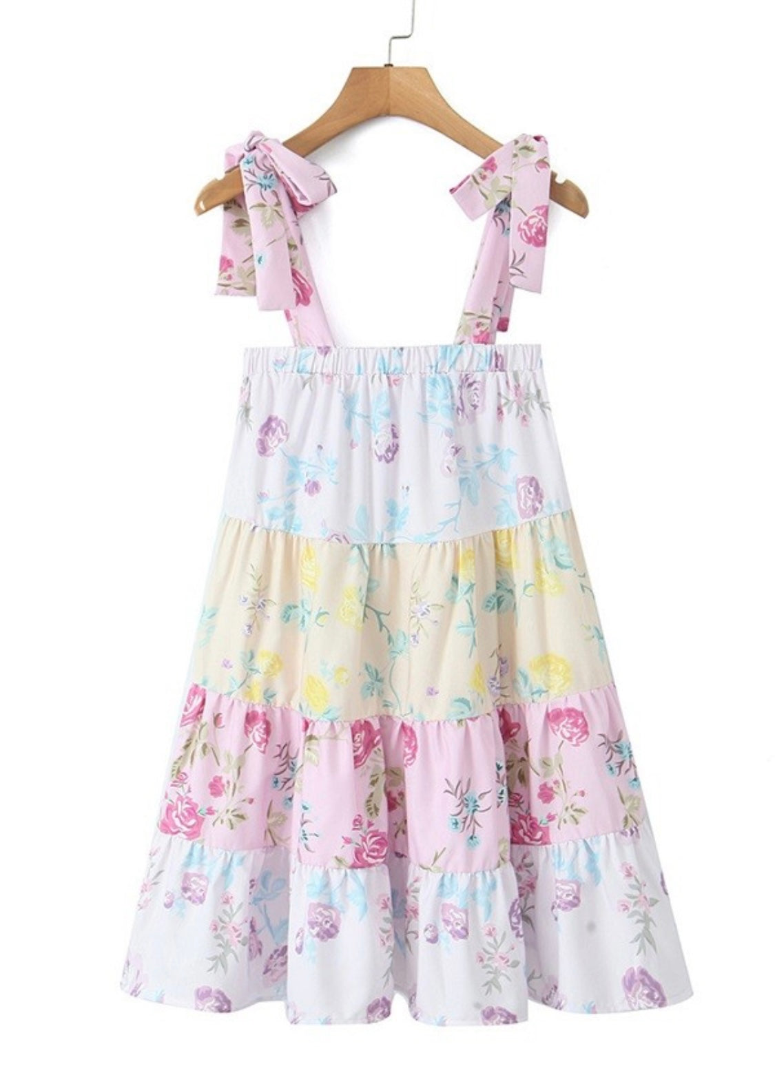 Floral Color Block Mini Dress