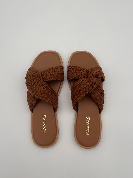 Uvita Textured Wrap Sandal in Caramel