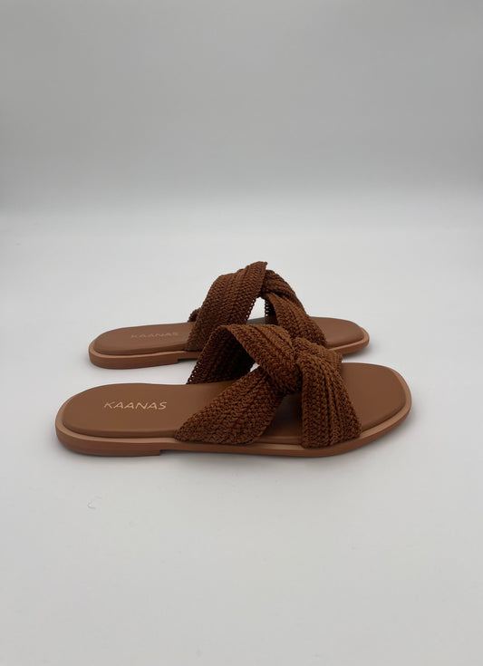 Uvita Textured Wrap Sandal in Caramel