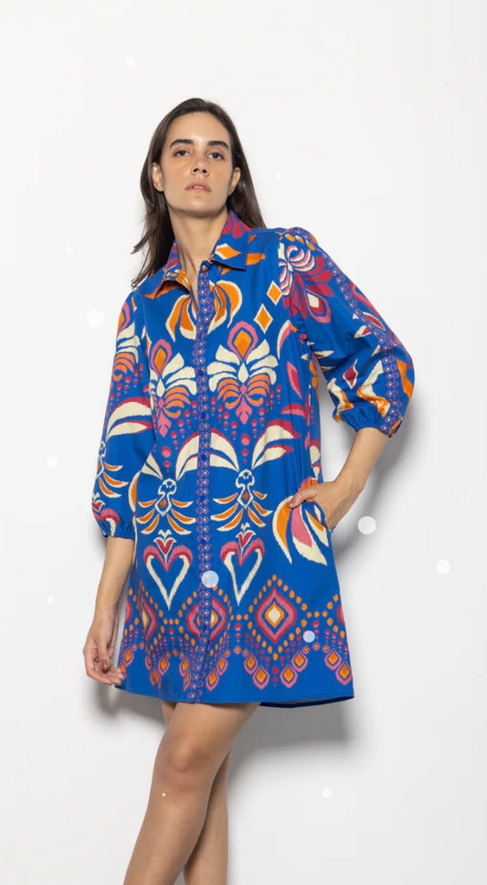 Cobalt Ikat Ava Dress