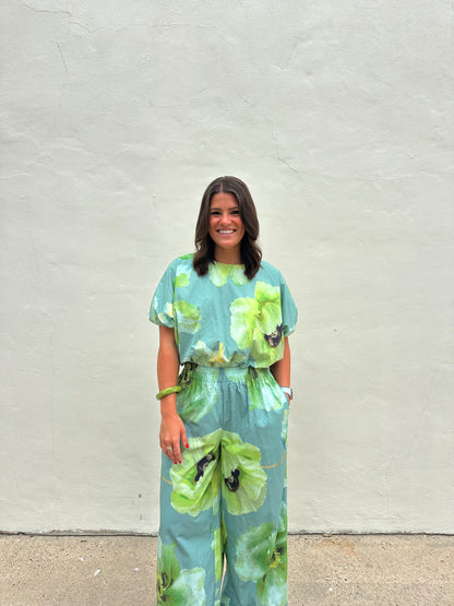 Sage Print Top