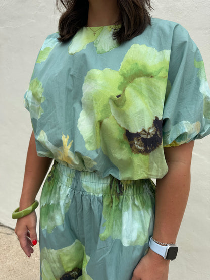 Sage Print Top
