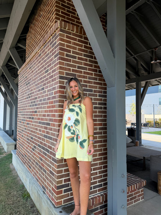 Yellow Floral Mini Dress