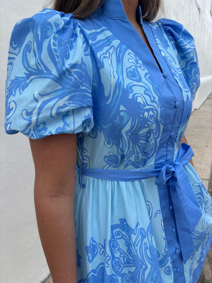 Blue Tie Mini Dress