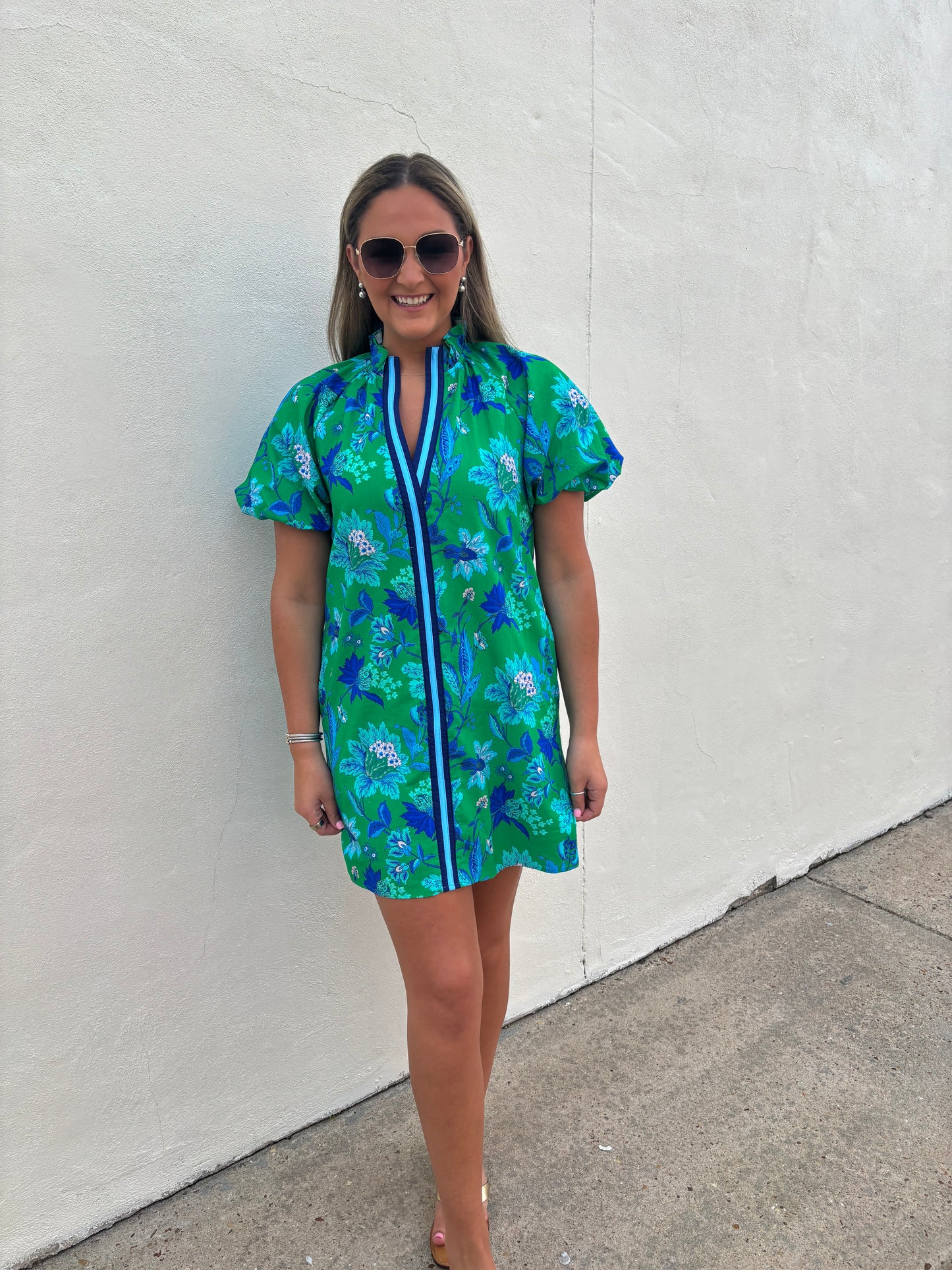 Green and Navy Floral Mini