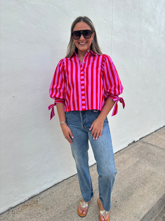 Red/Pink Stripe Top