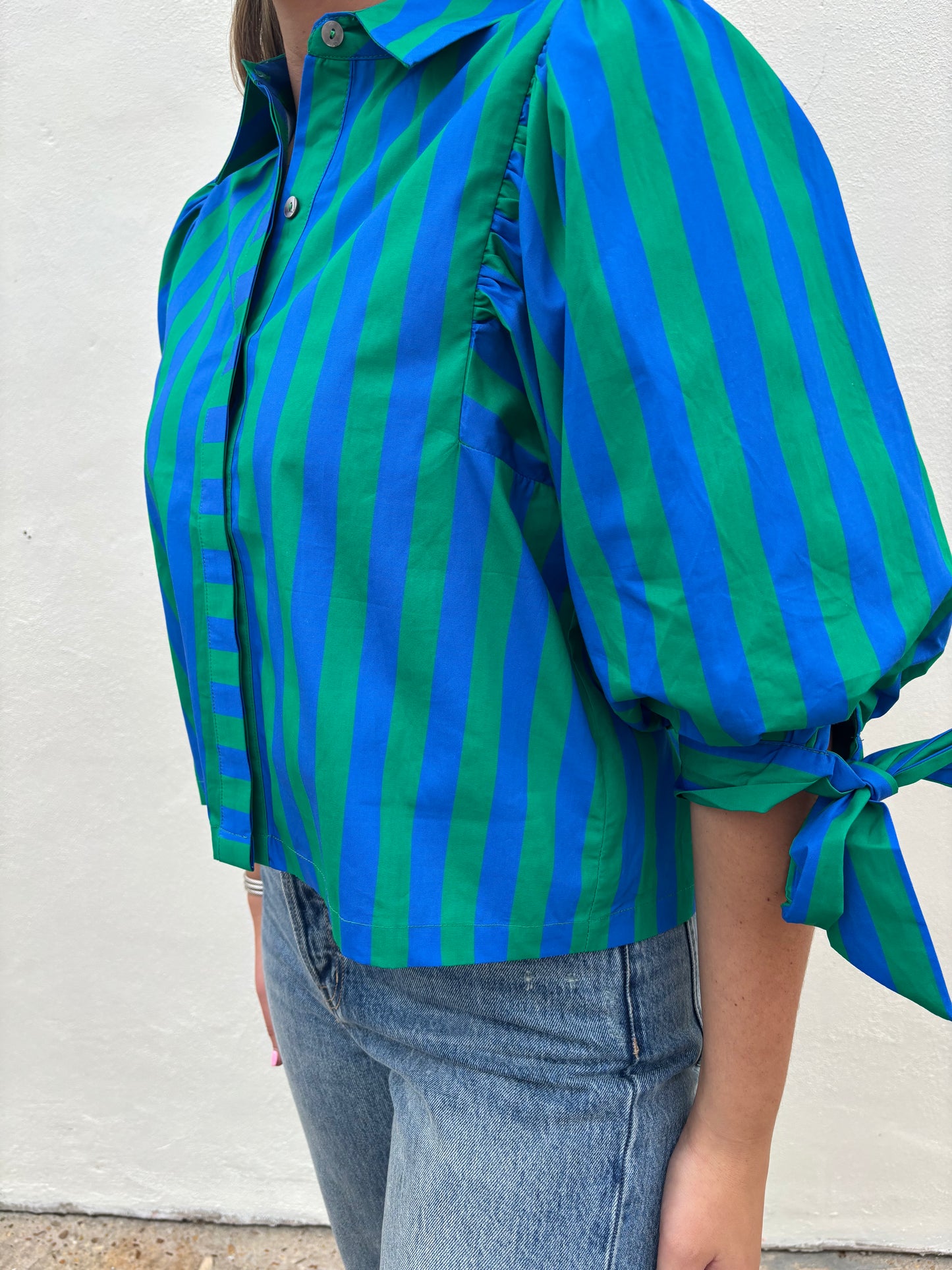 Green/ Blue Stripe Top