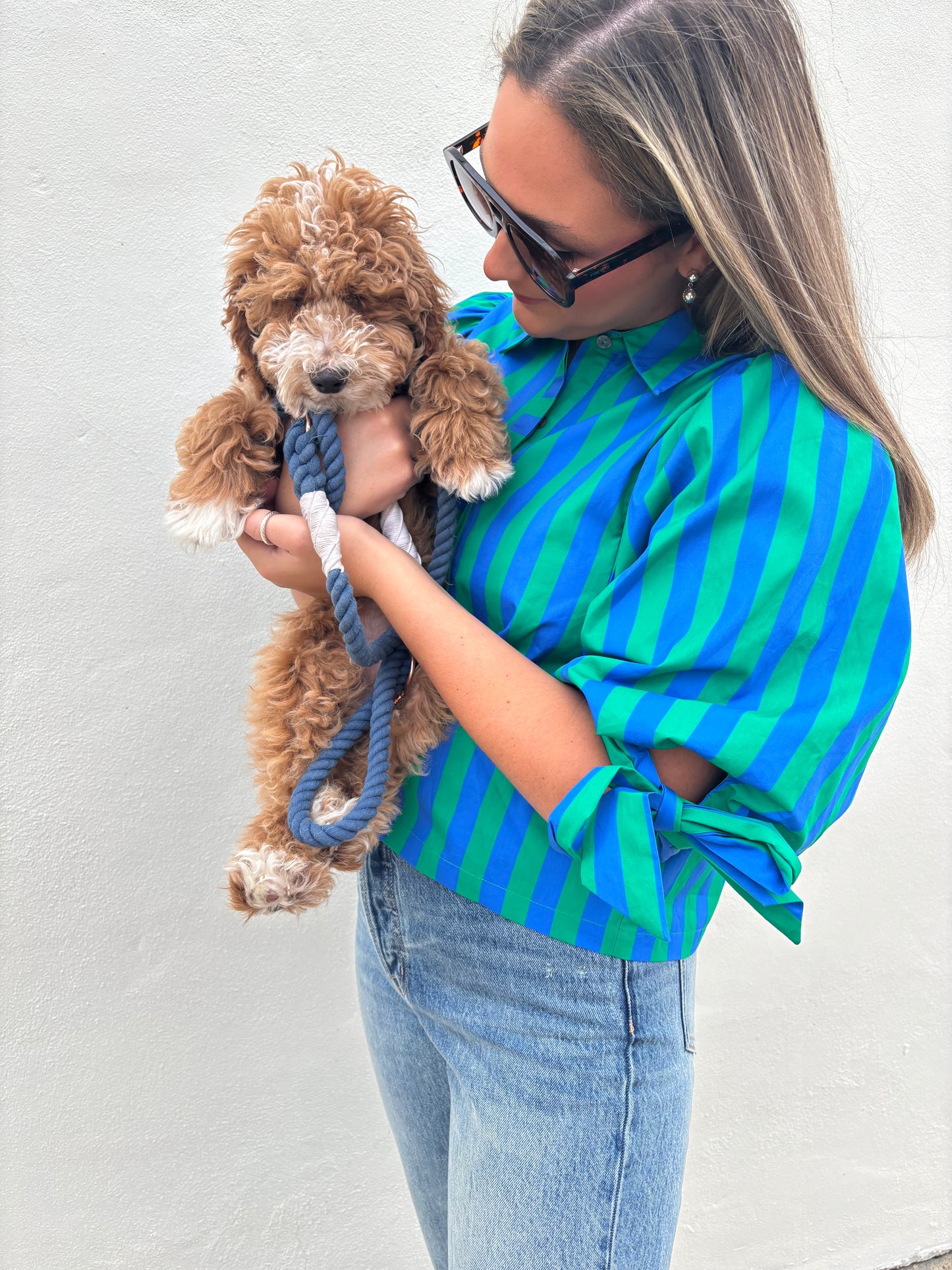 Green/ Blue Stripe Top