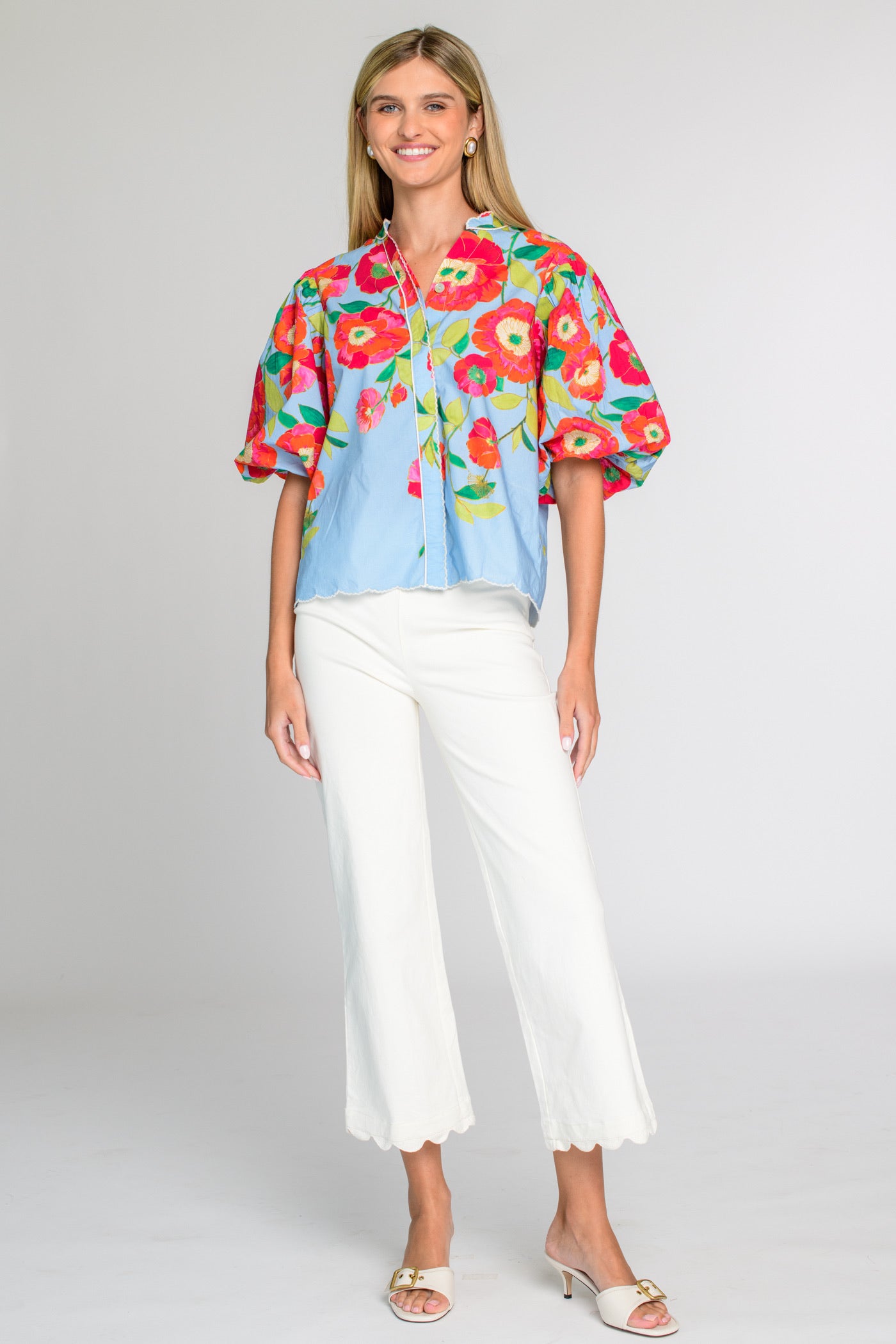 EDIE TOP POPPY PATCH BLUEBERRY