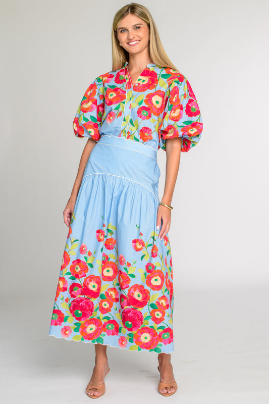 PHOEBE SKIRT POPPY PATCH BLUEBERRY