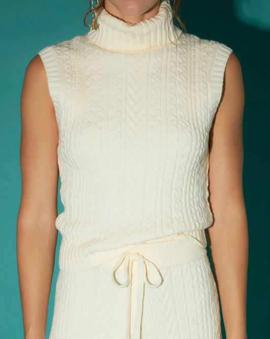 Cable Mock Neck Knit Top