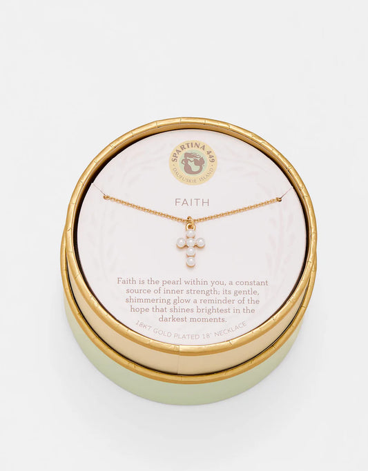 Sea La Vie Necklace Faith/Pearl Cross
