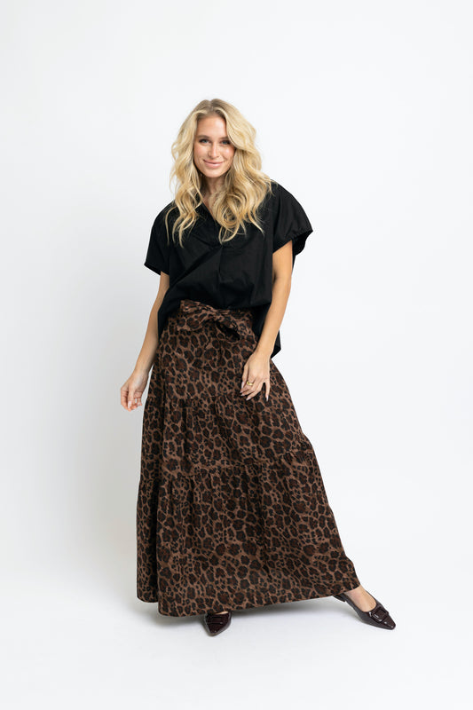 Leopard Tie Maxi Skirt