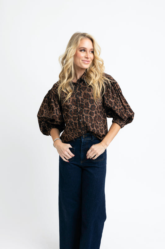 Poplin Ric Rac Button Top