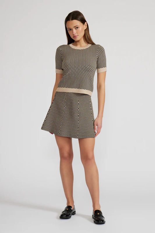 Pip Knit Skirt in Black Tan