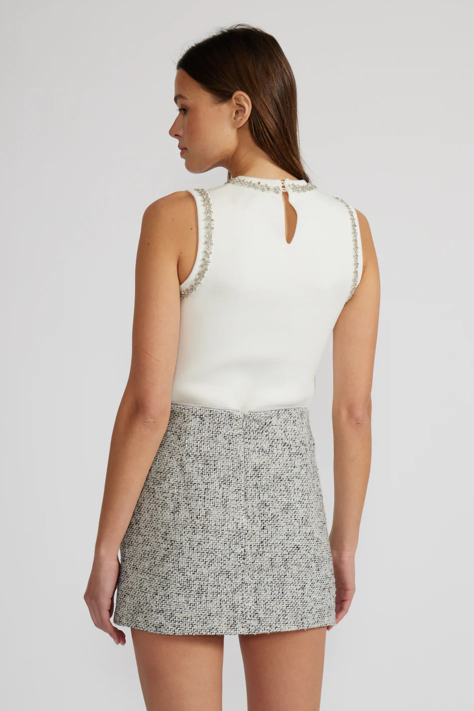 Giana Crystal Trim Top White