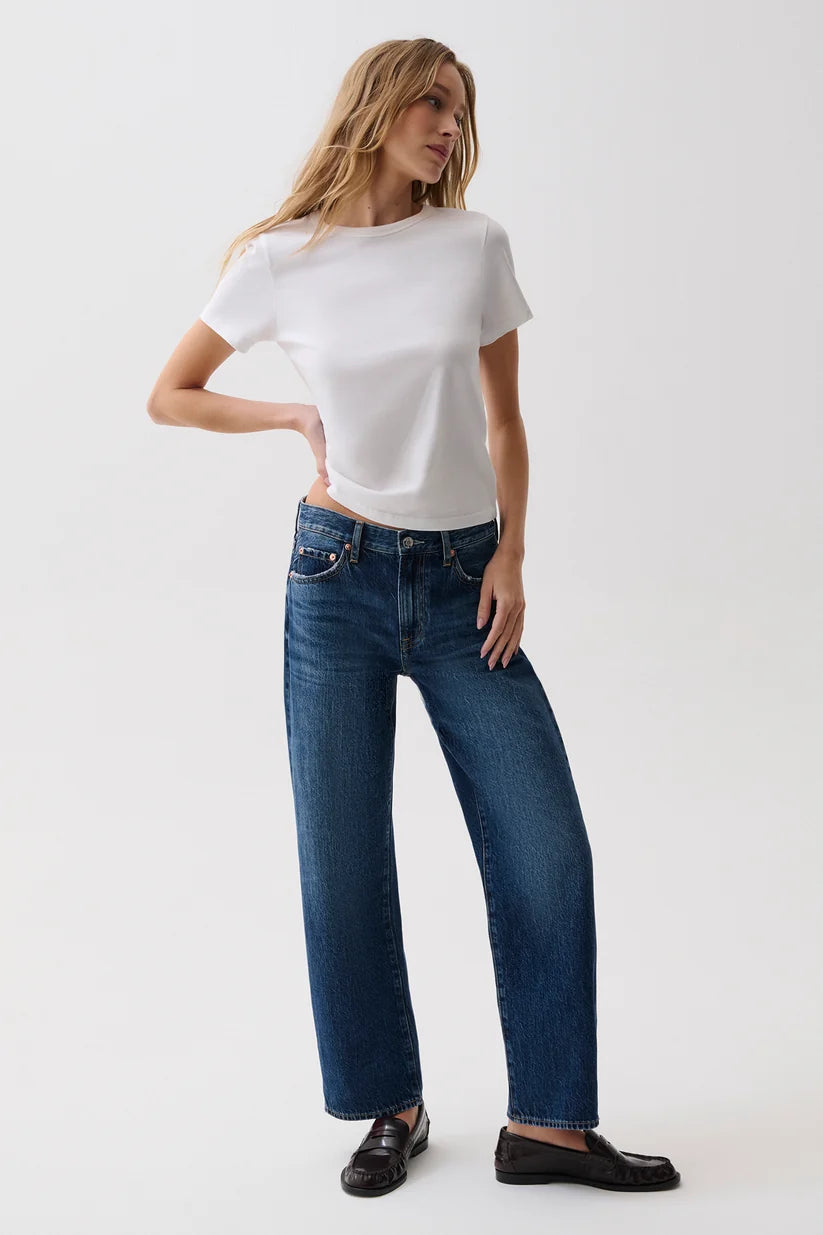 Lexi Mid Rise Bowed Straight Jean - Moonwave