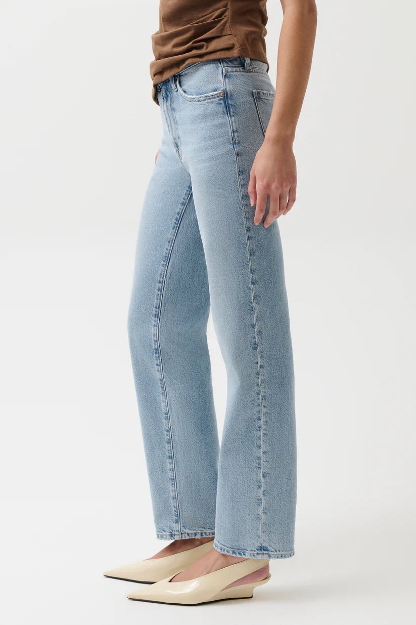 Aleks Mid Rise Straight Long Jean- Aegan