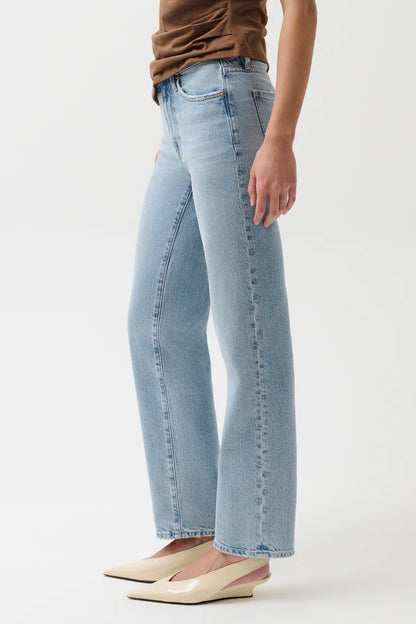 Aleks Mid Rise Straight Long Jean- Aegan