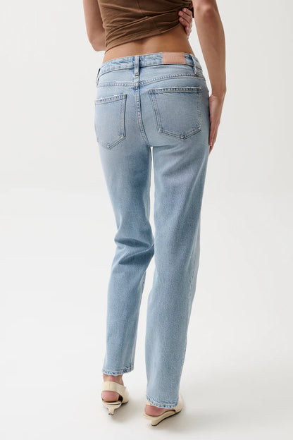 Aleks Mid Rise Straight Long Jean- Aegan