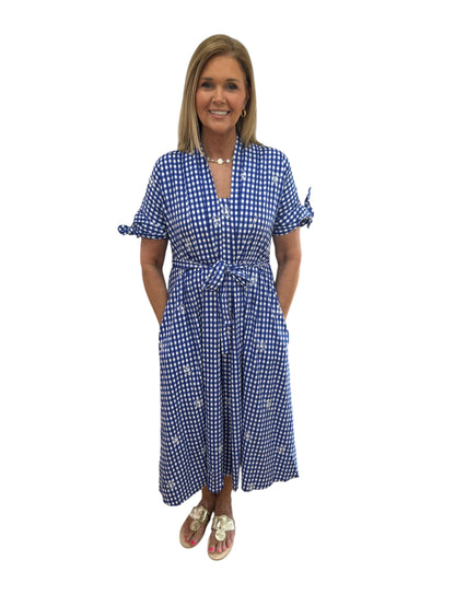 Azure Lace Shirt Midi Dress