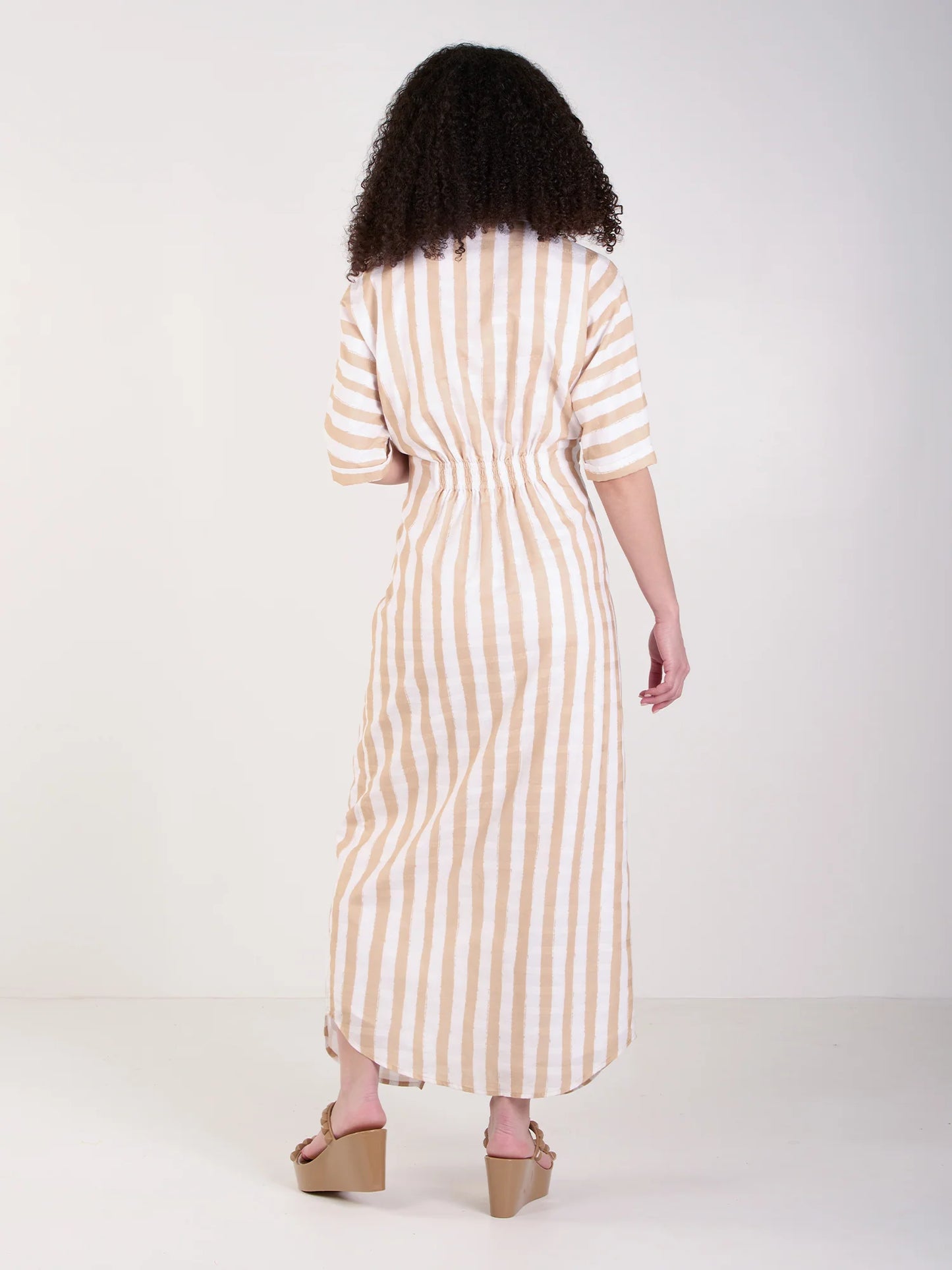 Georgia Dress Sand Stripe