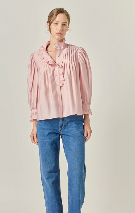 Ruffle Detailed Blouse in Pink