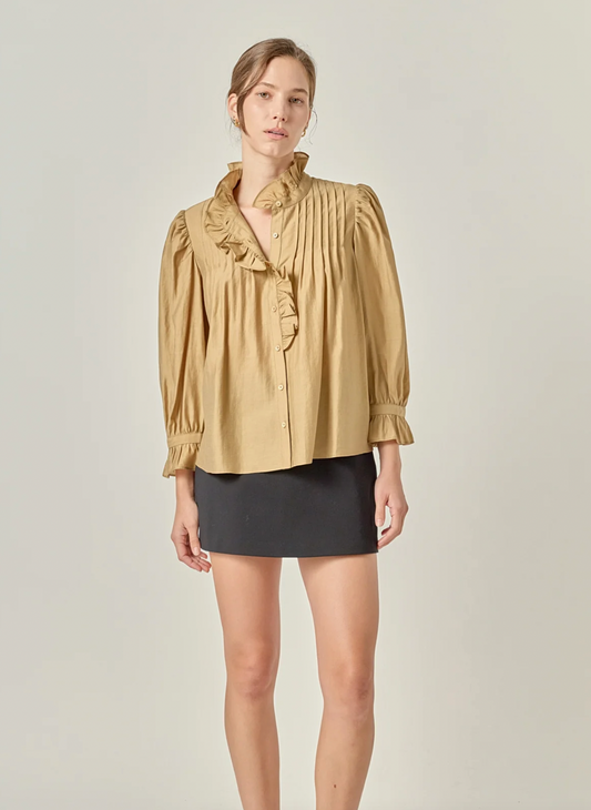 Ruffled Detailed Blouse in Olive