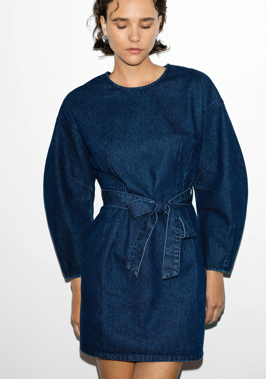 Leighton Banana Sleeve Dress Dark Indigo