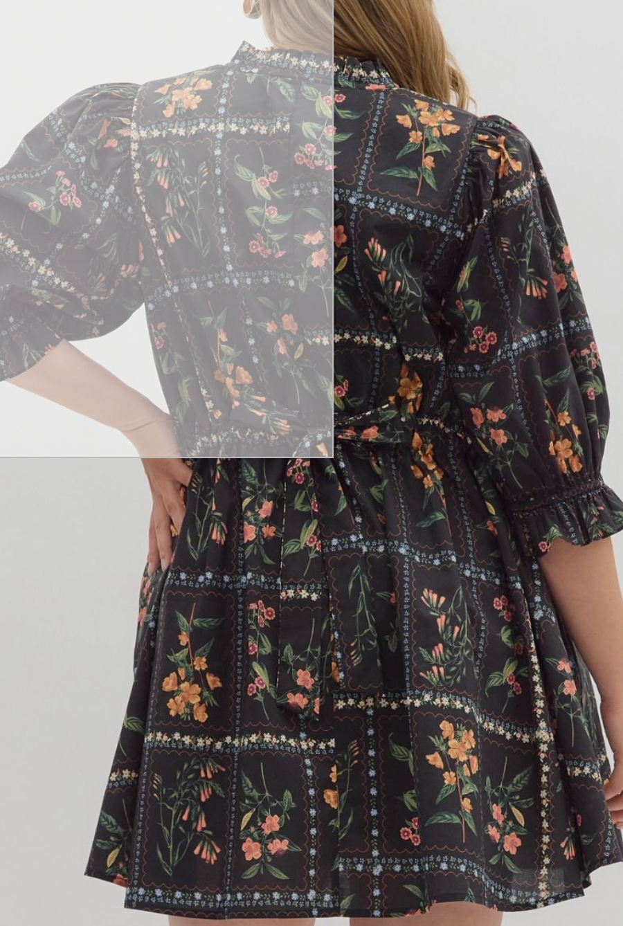 Black Floral Button Down Dress
