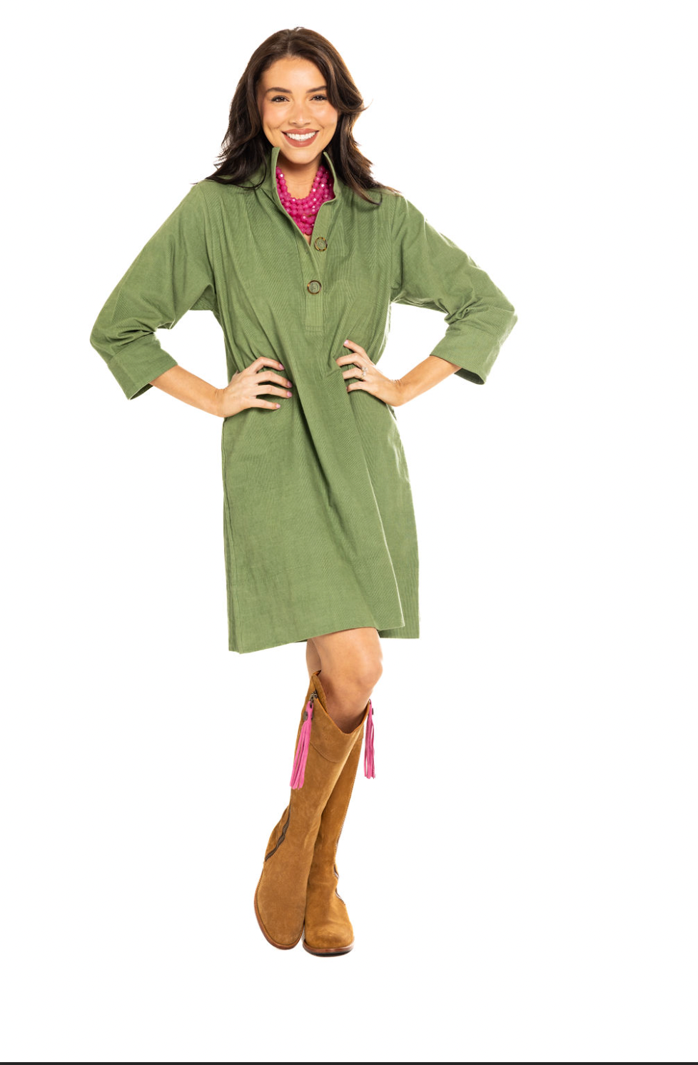 Arden Green Cord Dress