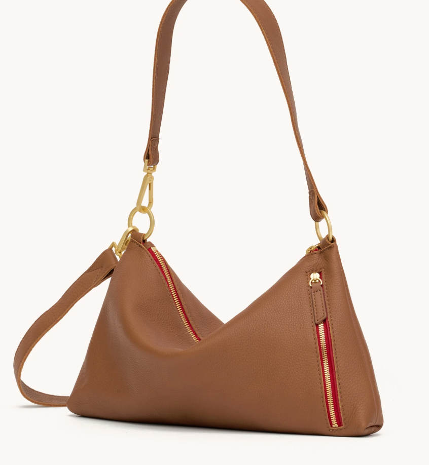 Kyle med Mahogany Pebble/Brushed Gold Red Zip