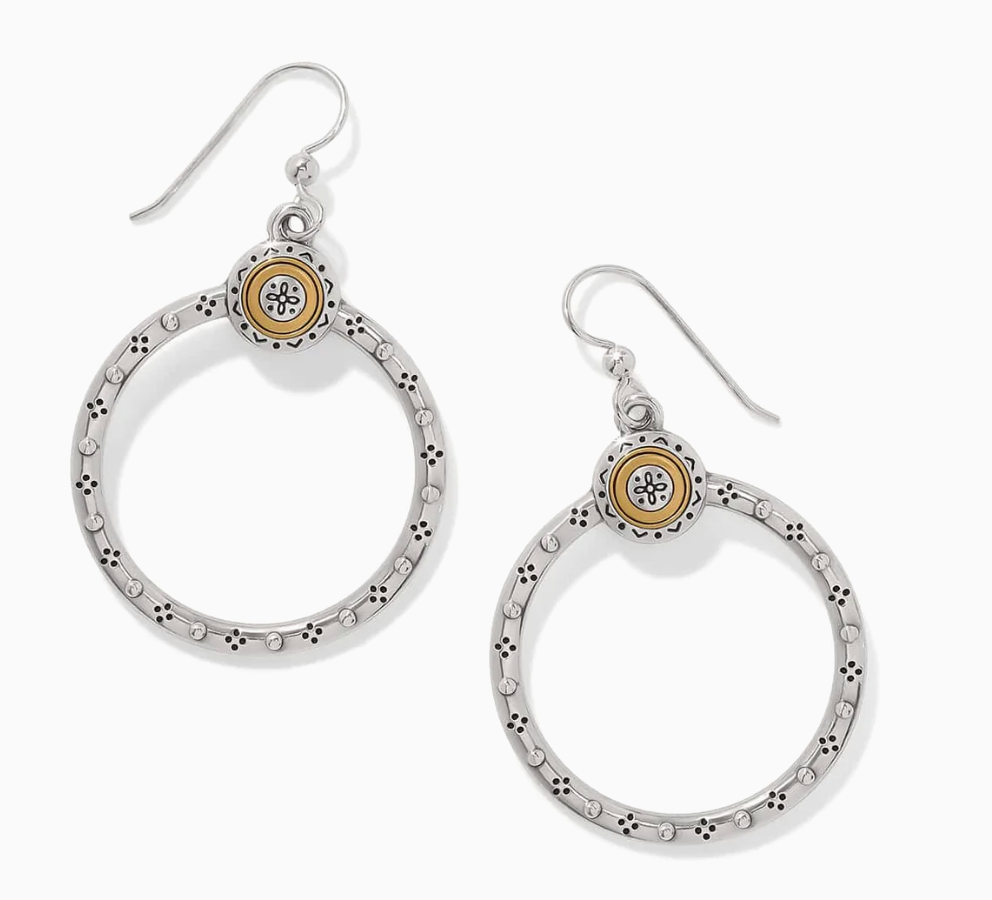 Mosaic Two Tone French Wire Hoop Earrings