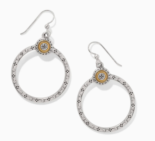 Mosaic Two Tone French Wire Hoop Earrings