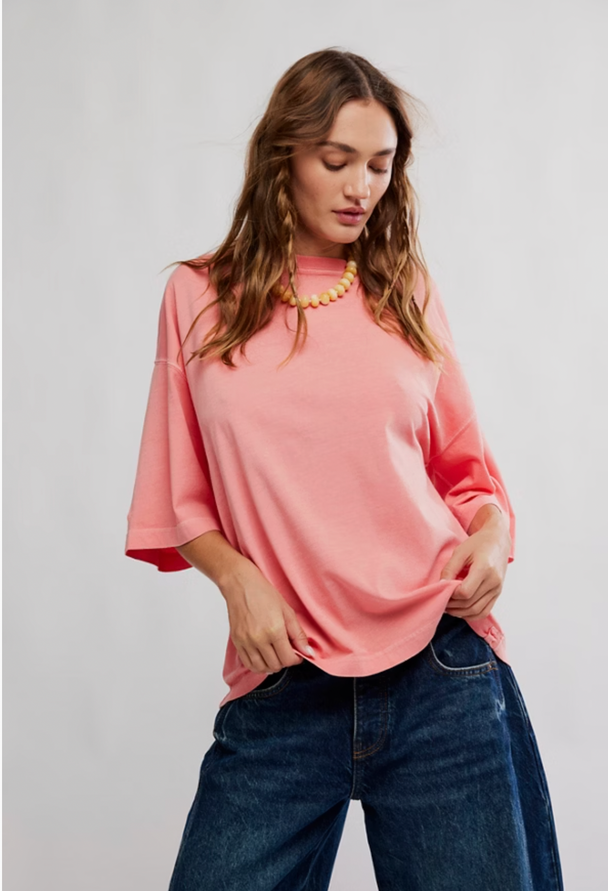 WTF PERFECT OVERSIZED TEE in Coral Crimson