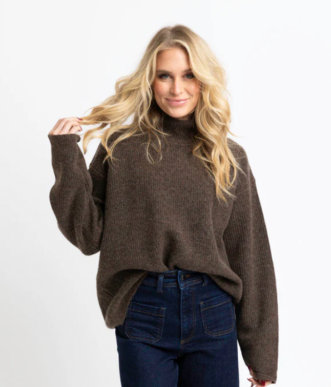 Solid Turtleneck Sweater Chocolate
