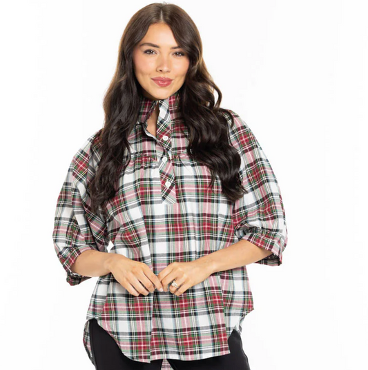 Avie Top Holiday Plaid